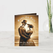 Gothic Sepia Skeleton Couple Wedding Save the Date 案内状 (正面)