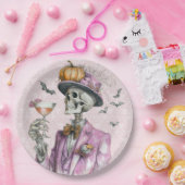Gothic Skeleton Cocktail Party Halloween ペーパープレート (パーティー)