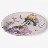 Gothic Skeleton Cocktail Party Halloween ペーパープレート (アングル)