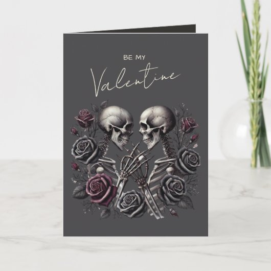Gothic Skeleton Couple Dark Romantic Valentine Hol シーズンカード (正面)