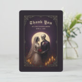 Gothic Skeleton Couple Elegant Wedding Thank You サンキューカード (スタンド正面)