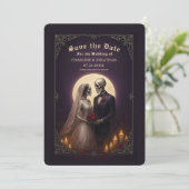 Gothic Skeleton Couple Wedding Save the Date セーブザデート (スタンド正面)