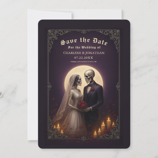 Gothic Skeleton Couple Wedding Save the Date セーブザデート (正面)