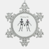 Gothic Skeleton Couple (White) Classic スノーフレークピューターオーナメント (正面)