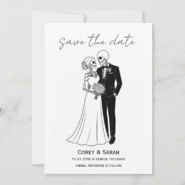 Gothic Skeleton Halloween Save the Date Cards 招待状