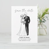 Gothic Skeleton Halloween Save the Date Cards 招待状 (スタンド正面)