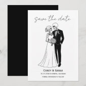 Gothic Skeleton Halloween Save the Date Cards 招待状 (正面/裏面)