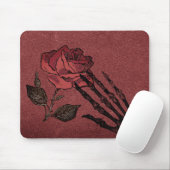 Gothic Skeleton Hand and Rose Burgundy マウスパッド (マウス)