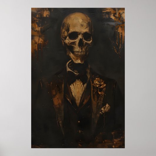 Gothic Skeleton in Tuxedo Art Printable Victorian ポスター (正面)