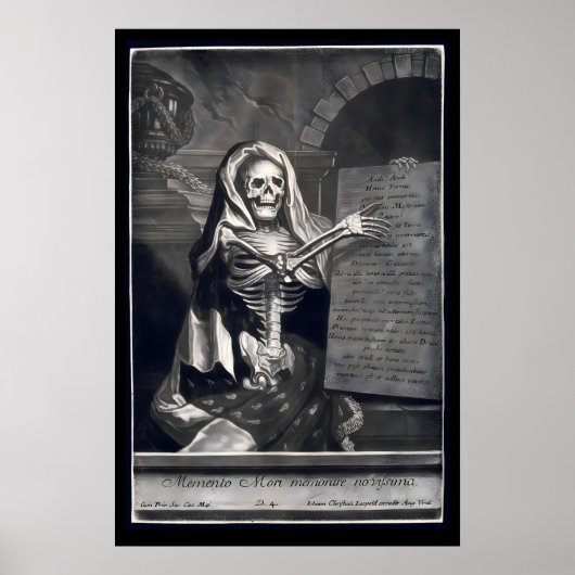 Gothic Skeleton Mezzotint Print 18th Century ポスター (正面)