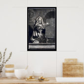 Gothic Skeleton Mezzotint Print 18th Century ポスター (キッチン)