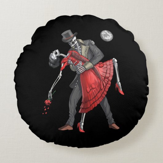 Gothic Skeletons Dancing ラウンドクッション (正面)