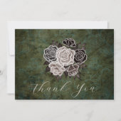 Gothic Skeletons Flowers Elegant Photo Wedding サンキューカード (正面)
