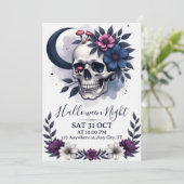 Gothic Skull and Floral Halloween Party Invitation 招待状 (スタンド正面)