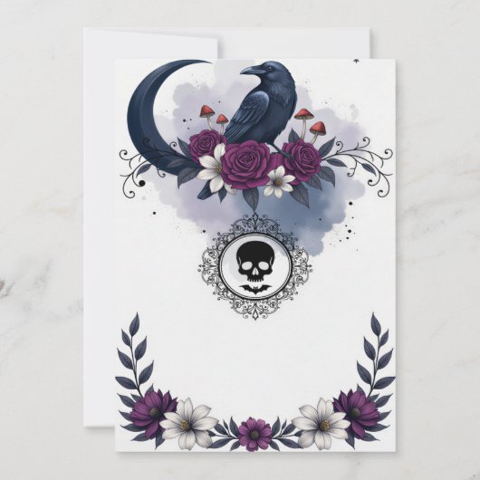 Gothic Skull and Floral Halloween Party Invitation 招待状 (裏面)