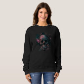Gothic Skull and Flowers Clothing For Women and Me スウェットシャツ (正面フル)