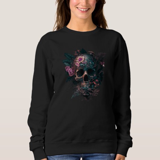 Gothic Skull and Flowers Clothing For Women and Me スウェットシャツ (正面)