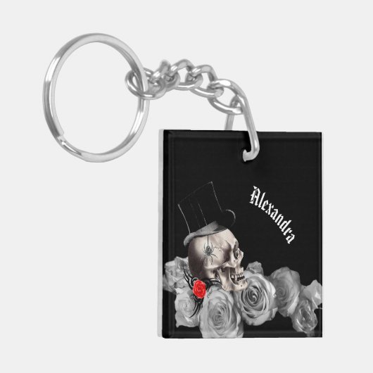 Gothic Skull and Roses  キーホルダー (正面左)