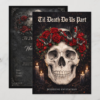 Gothic Skull and Roses Wedding Invitation 招待状