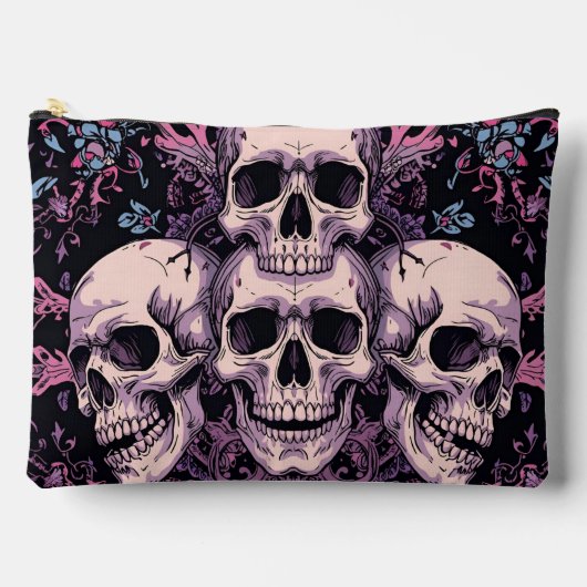 Gothic Skull & Bloom Accessory Pouch アクセサリーポーチ (正面)