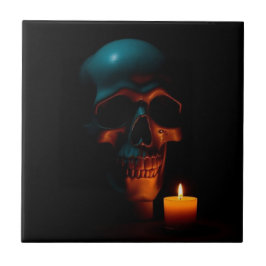 Gothic Skull Candle Halloween Ceramic Tile タイル