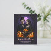 Gothic Skull Candy Couple Wedding Save the Date 案内ポストカード (スタンド正面)