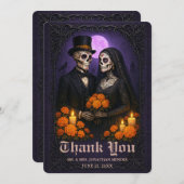 Gothic Skull Candy Couple Wedding Thank You サンキューカード (正面/裏面)