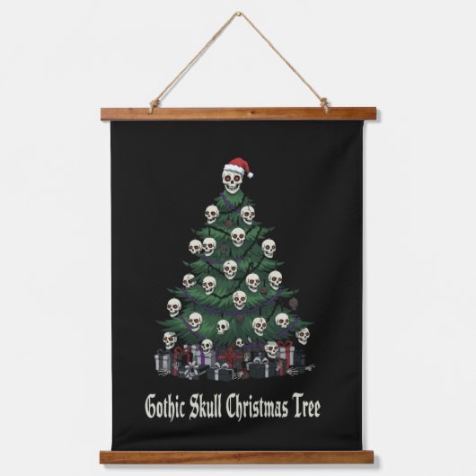Gothic Skull Christmas Tree | Alternative Spooky  吊り下げ型タペストリー (正面)