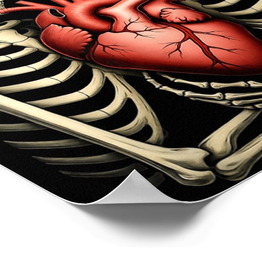 Gothic Skull Couple Flaming Heart Dark Romance Sty ポスター (角)