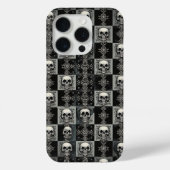 Gothic Skull & Damask Checkerboard Phone Case  Case-Mate iPhoneケース (裏面)