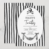 Gothic Skull Death to My 20s Funeral 30th Birthday 招待状 (正面/裏面)