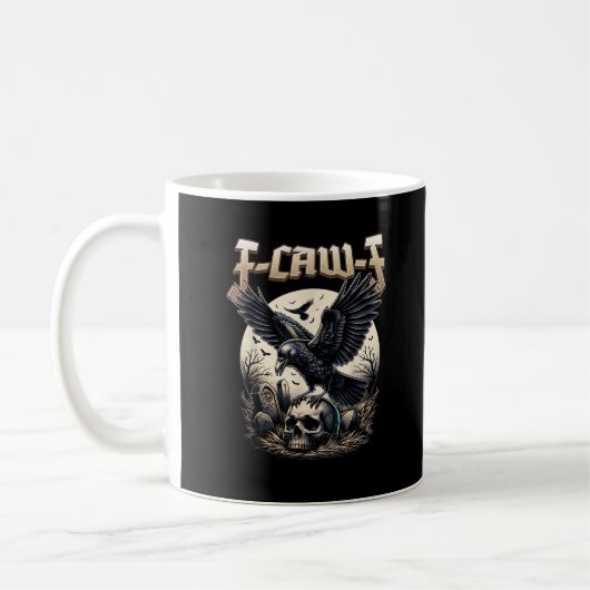 Gothic Skull F-Caw-F Crow Adult Humor Graphic コーヒーマグカップ (左)