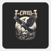 Gothic Skull F Caw F Crow Humor Graphic スクエアシール (正面)