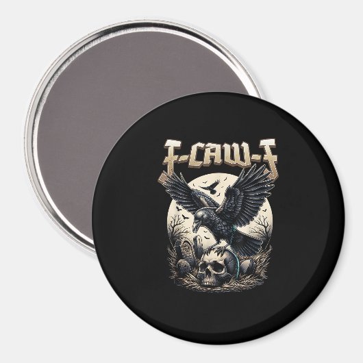 Gothic Skull F Caw F Crow Humor Graphic マグネット (正面/裏面)