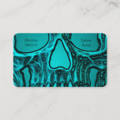 Gothic Skull Face Teal Green Tattoo Shop 名刺 (正面)