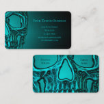 Gothic Skull Face Teal Green Tattoo Shop 名刺<br><div class="desc">Skull head face close up Gothic grunge teal green creative texture design. Tattoo artist professional business cards. Unique,  cool,  trendy,  modern,  scary vintage style. Image copyright Marg Seregelyi Photography.</div>