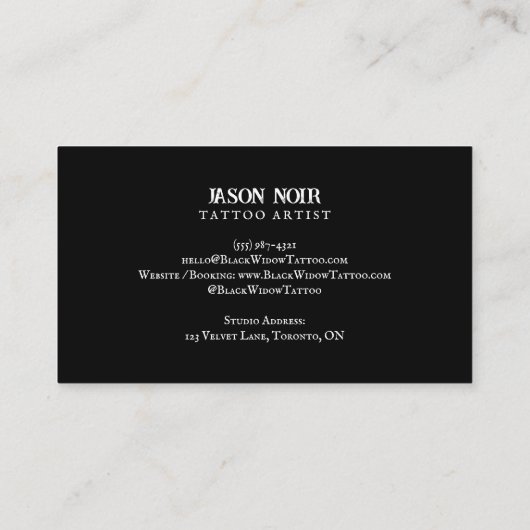 Gothic Skull & Floral Black Tattoo Studio Artist 名刺 (裏面)