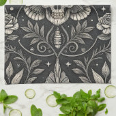 Gothic Skull Floral Celestial Pattern (1) キッチンタオル (折り畳み)