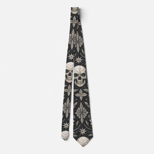 Gothic Skull Floral Celestial Pattern (1) ネクタイ (裏面)