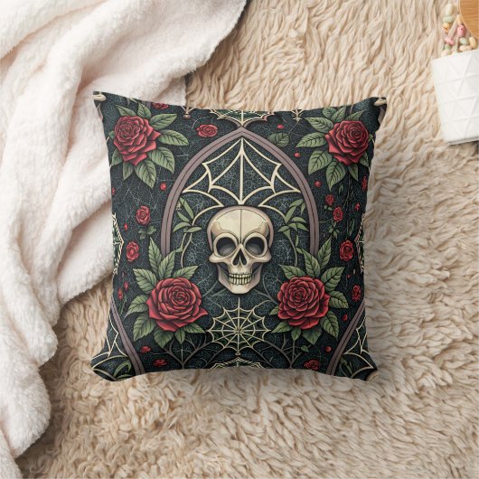 Gothic Skull Floral Celestial Pattern (3) クッション (ブランケット)