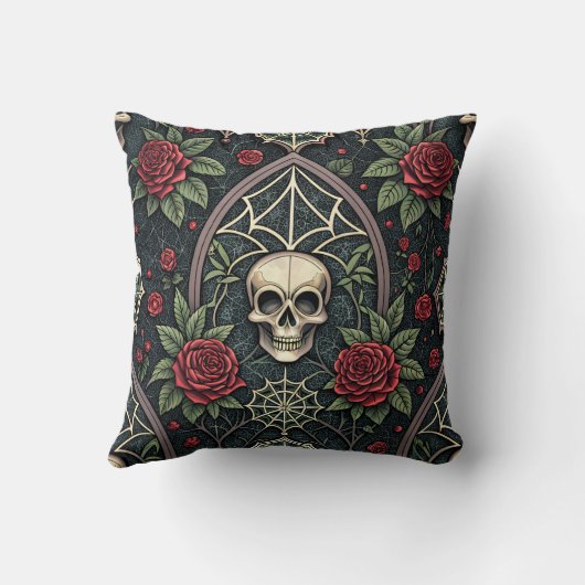Gothic Skull Floral Celestial Pattern (3) クッション (裏面)