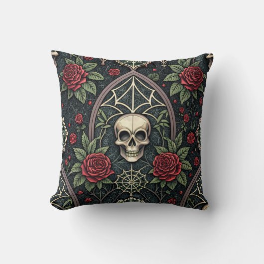 Gothic Skull Floral Celestial Pattern (3) クッション (正面)