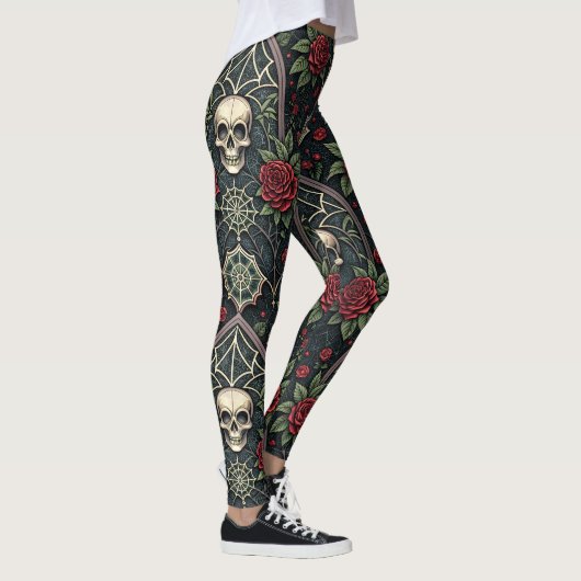 Gothic Skull Floral Celestial Pattern (3) レギンス (右)
