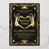 Gothic Skull Hallowedding Retro Wedding Invitation 箔招待状 (正面)