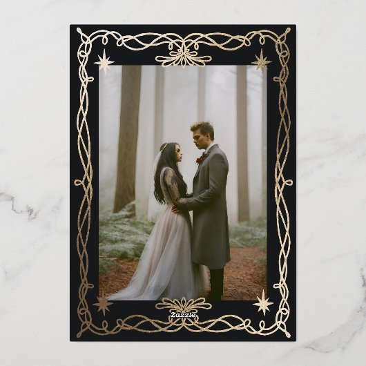 Gothic Skull Hallowedding Retro Wedding Invitation 箔招待状 (裏面)