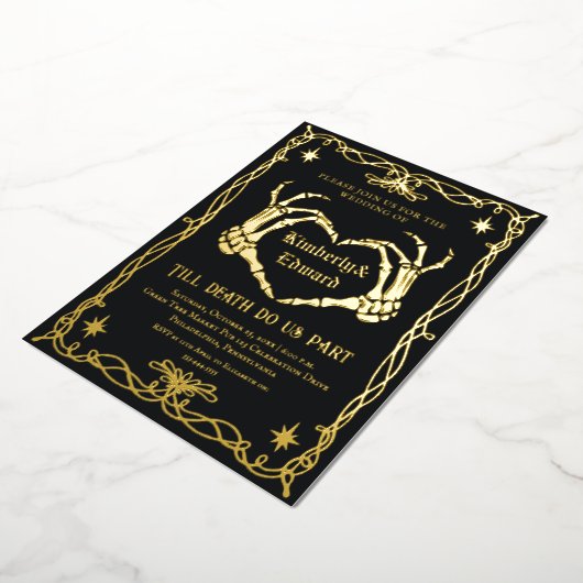 Gothic Skull Hallowedding Retro Wedding Invitation 箔招待状 (回転した状態)