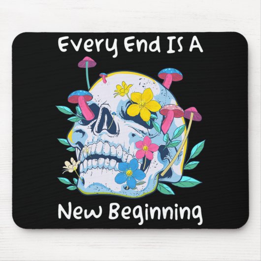 Gothic Skull Mushroom Flowers Every End Is A New B マウスパッド (正面)