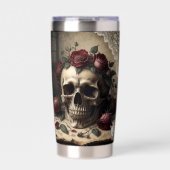 Gothic Skull Roses Monogram Dark Academia Design 保温保冷タンブラー (正面)