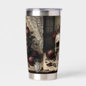 Gothic Skull Roses Monogram Dark Academia Design 保温保冷タンブラー (左面)