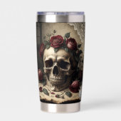Gothic Skull Roses Monogram Dark Academia Design 保温保冷タンブラー (背面)